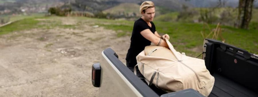 Packing tent in storage bag